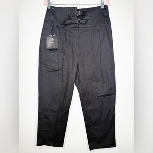 NWT Dolce & Gabbana Women’s Black High Waist Buckle Tapered Pants IT 44 US 12